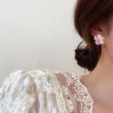 Layne Pink Flowers Rhinestone Earrings