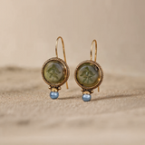 Alaya Vintage Green Stone Pearl Earrings