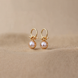 Leslie Knot Pearl Gold Earrings