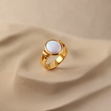Shelby Golden Pearl Hoop Ring