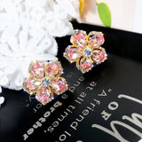 Layne Pink Flowers Rhinestone Earrings