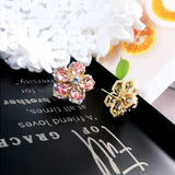 Layne Pink Flowers Rhinestone Earrings