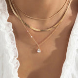 Reya Layered Zirconia Waterdrop Necklace