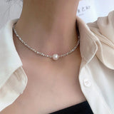 Leanna Silver Plated Pearl Necklace